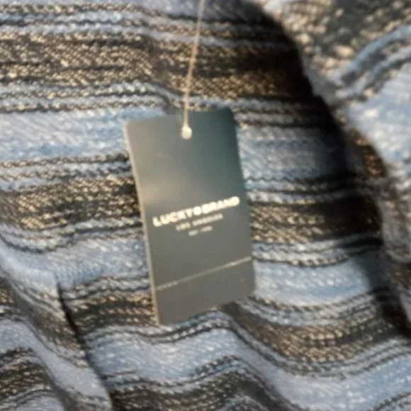 LUCKY BRAND MENS BAJA STRIPE HOODIE 100 % COTTON BIG TALL MAN SIZE XXL BLUE NWT - Picture 4 of 8